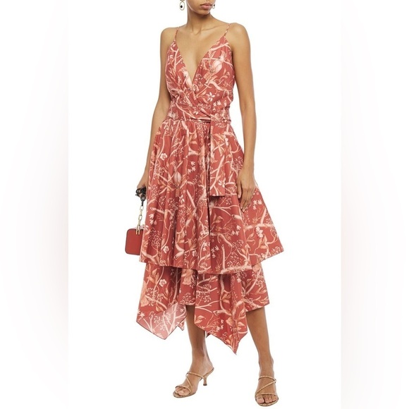 JOHANNA ORTIZ Cacatua belted layered floral-print cotton-poplin midi dress 6 - Picture 1 of 13
